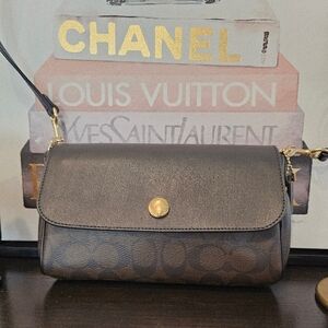 Coach Signature Reversable Black and Brown Crossbody Bag